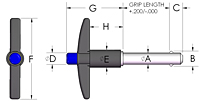 Positive Locking Pin T-Handle Line Drawing